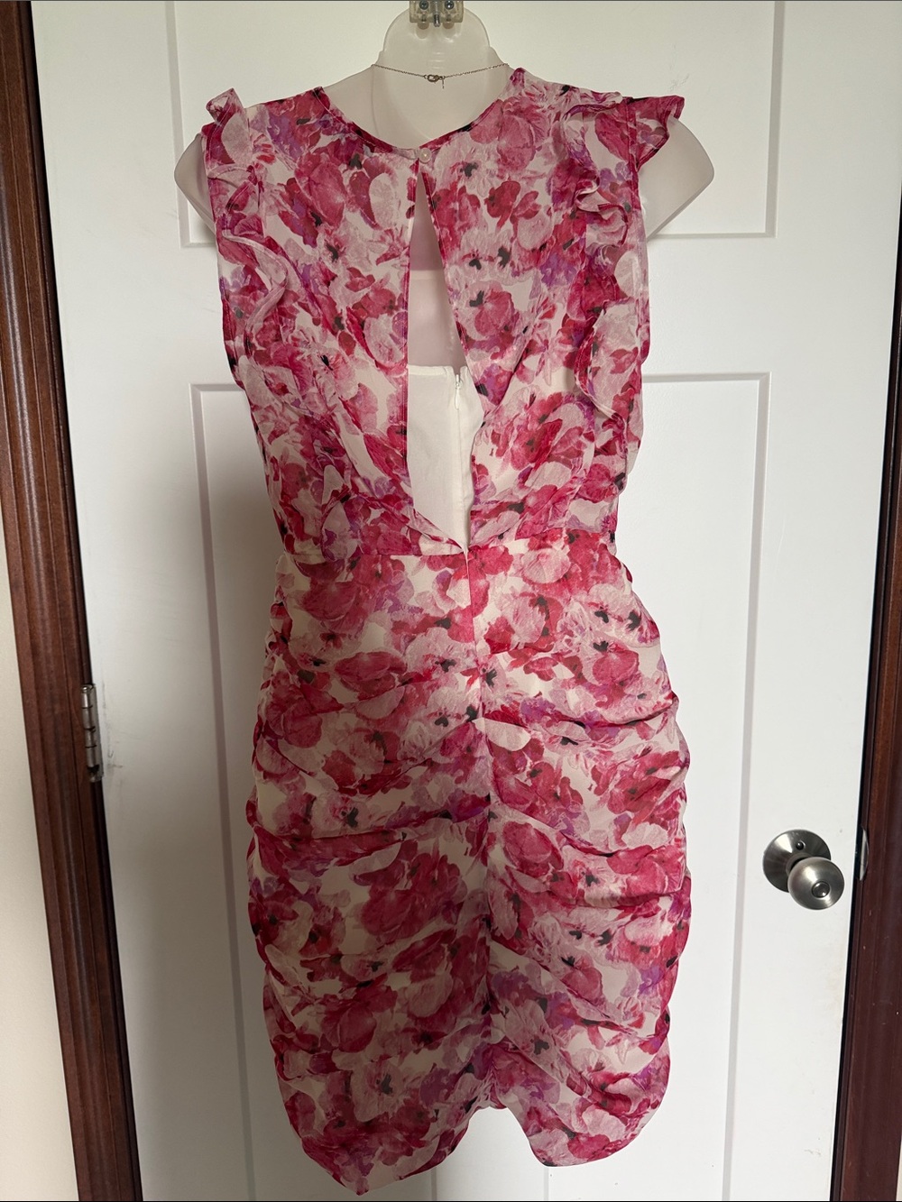 Express Pink Floral Backless Ruffle Dress